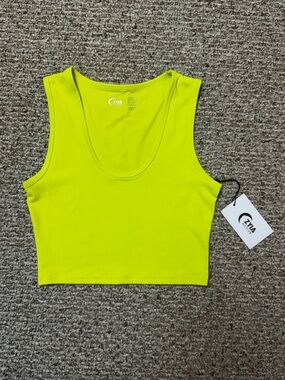 Zyia Active Lime Stronger Tank Top, crop length, size medium, athletic tank